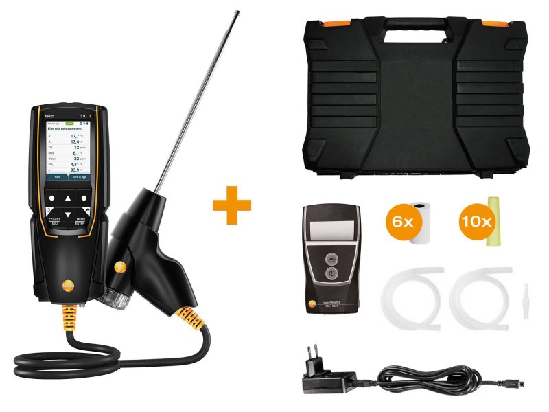 Testo 310 II - Analyzátor spalín sada s tlačiarňou O2